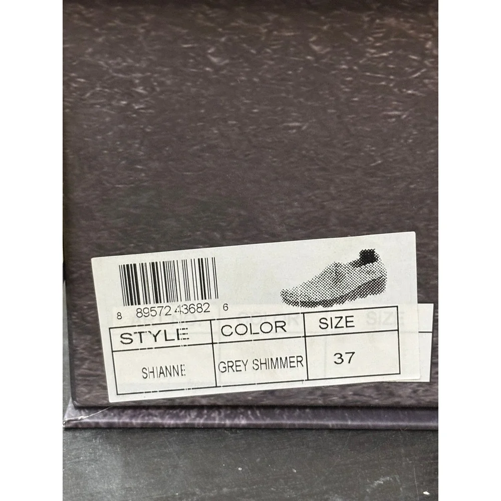Bernie Mev Shianne Grey Shimmer Woven Wedge Slip On Shoes Size 37 US 6-6.5 NEW